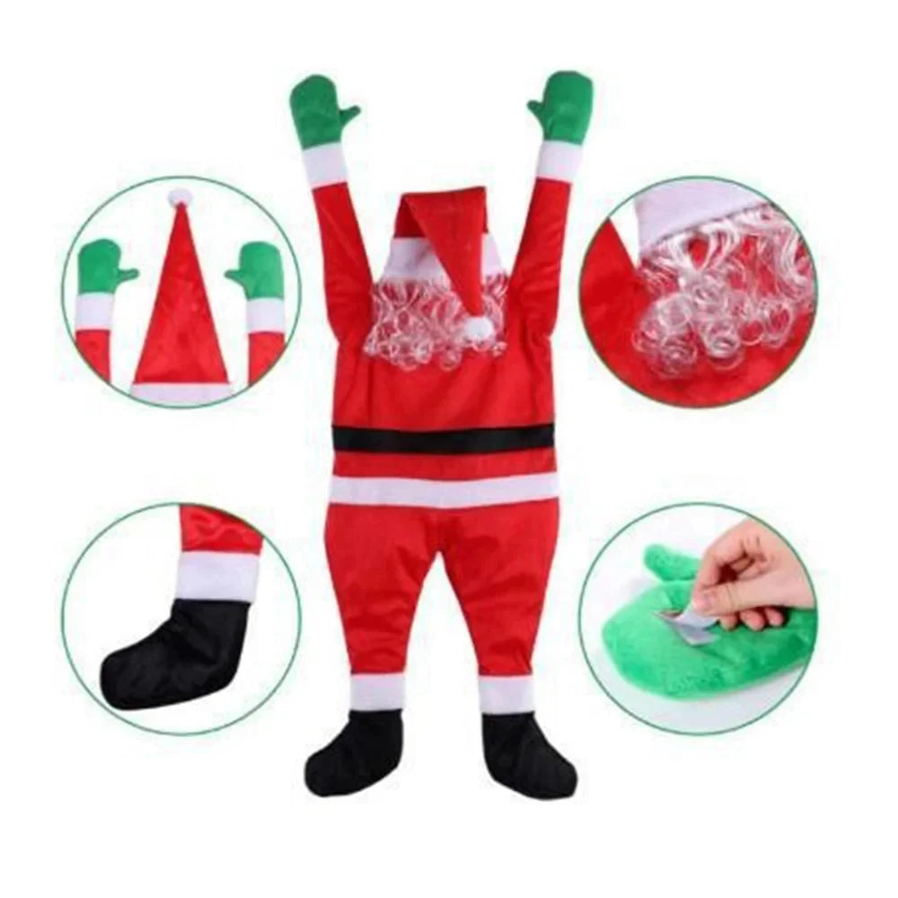 1pcs 66.93inch Velvet Santa Claus Climbing Wall Window Balcony Roof Mantel Chimney Hanging Outdoor New Year Christmas decoration