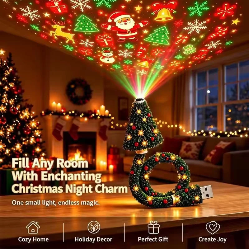 Christmas Tree Design Plug in Ceiling Projector Indoor, for Room Decor DIY Holiday Party Xmas Gifts