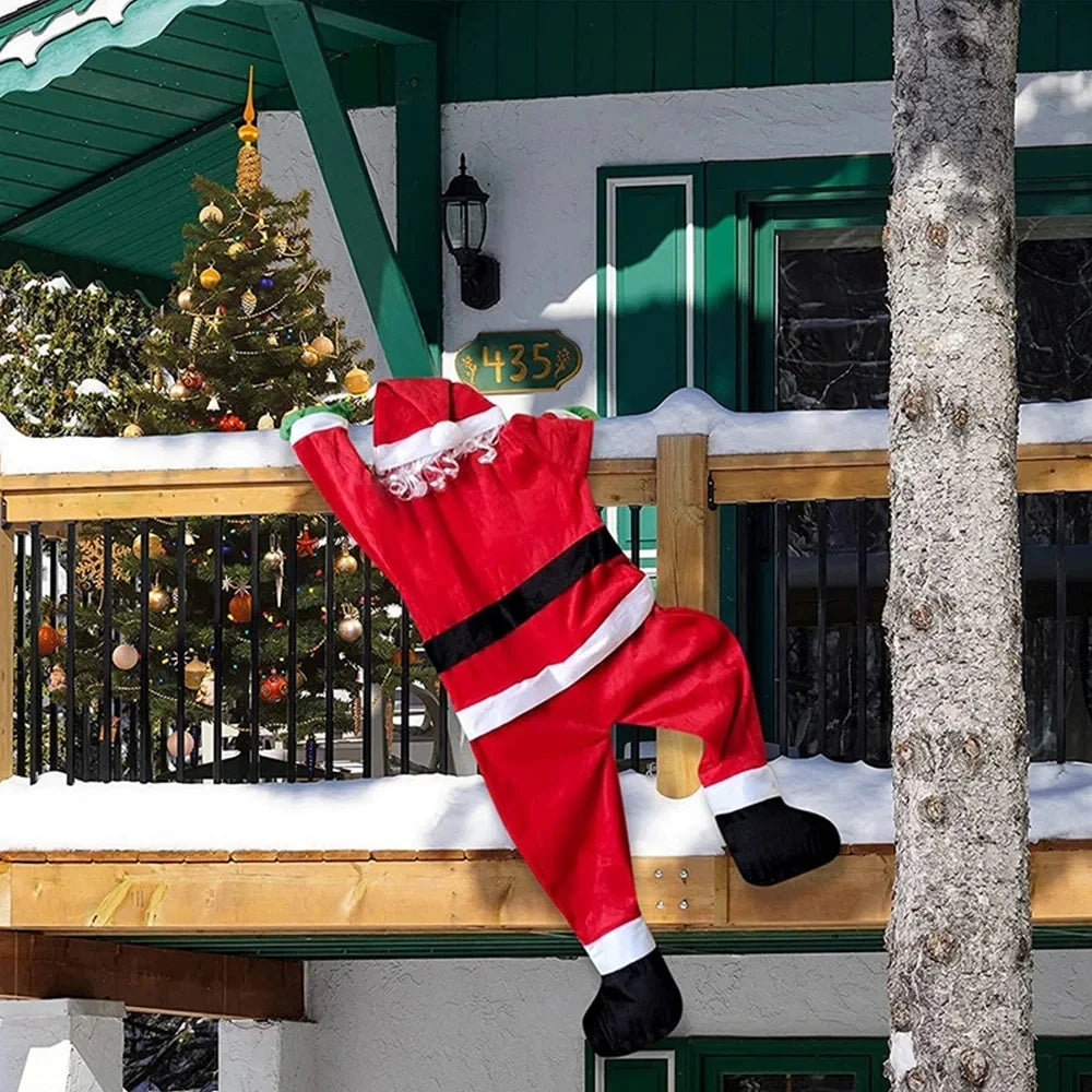 1pcs 66.93inch Velvet Santa Claus Climbing Wall Window Balcony Roof Mantel Chimney Hanging Outdoor New Year Christmas decoration