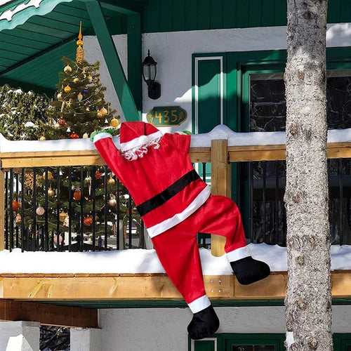 1pcs 66.93inch Velvet Santa Claus Climbing Wall Window Balcony Roof Mantel Chimney Hanging Outdoor New Year Christmas decoration