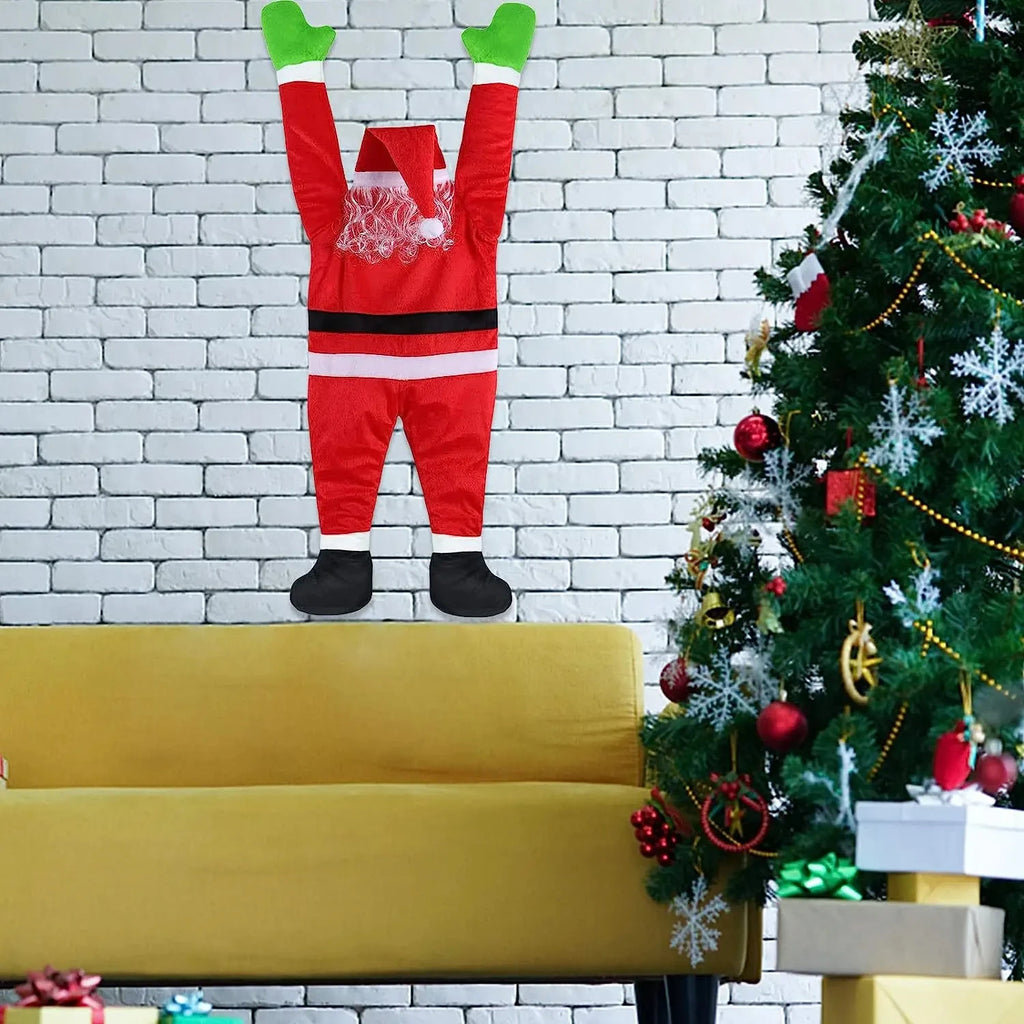 1pcs 66.93inch Velvet Santa Claus Climbing Wall Window Balcony Roof Mantel Chimney Hanging Outdoor New Year Christmas decoration