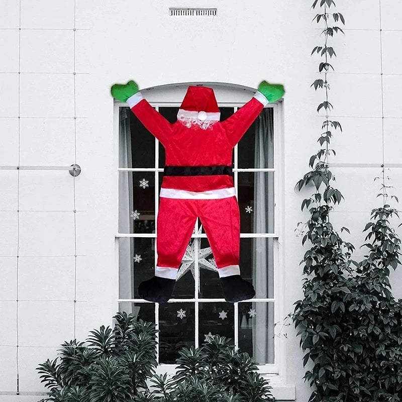 1pcs 66.93inch Velvet Santa Claus Climbing Wall Window Balcony Roof Mantel Chimney Hanging Outdoor New Year Christmas decoration