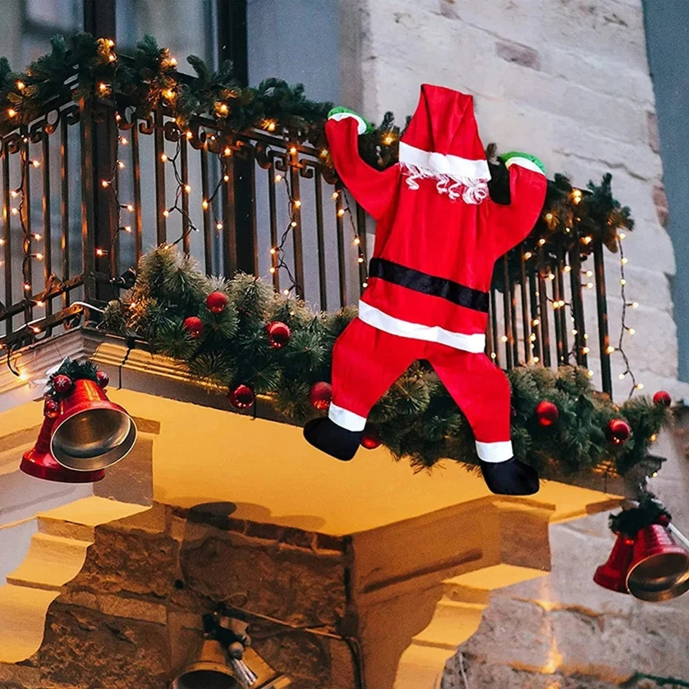 1pcs 66.93inch Velvet Santa Claus Climbing Wall Window Balcony Roof Mantel Chimney Hanging Outdoor New Year Christmas decoration